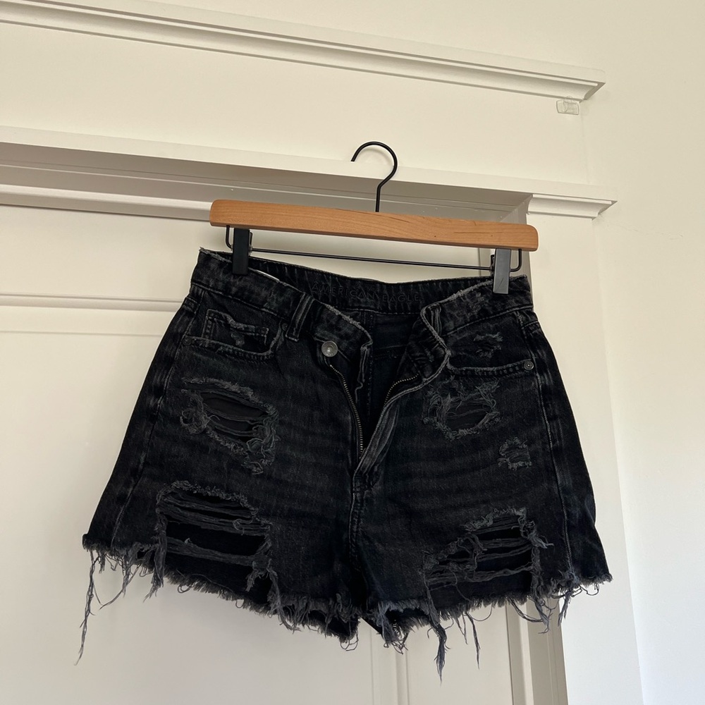 American Eagle Outfitters Black Distressed Women Shorts
